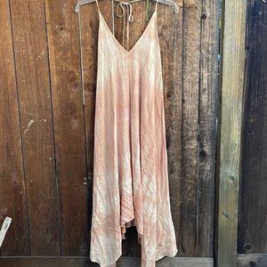 Aakaa Backless Halter Dress Tye Blush and Cream